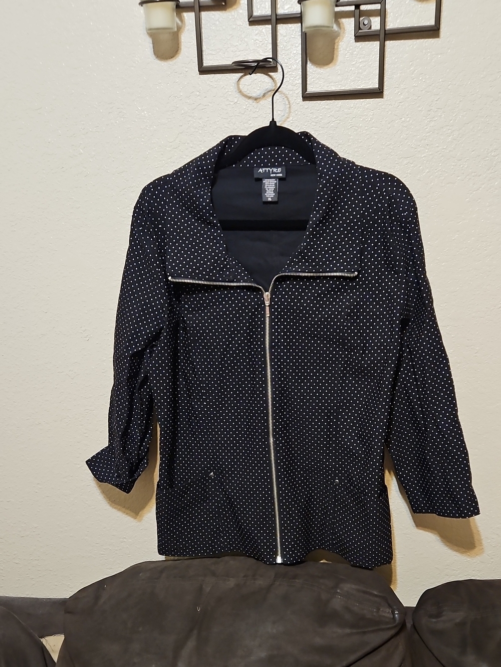Attyre Black Polka Dot Zip-Front Blazer
